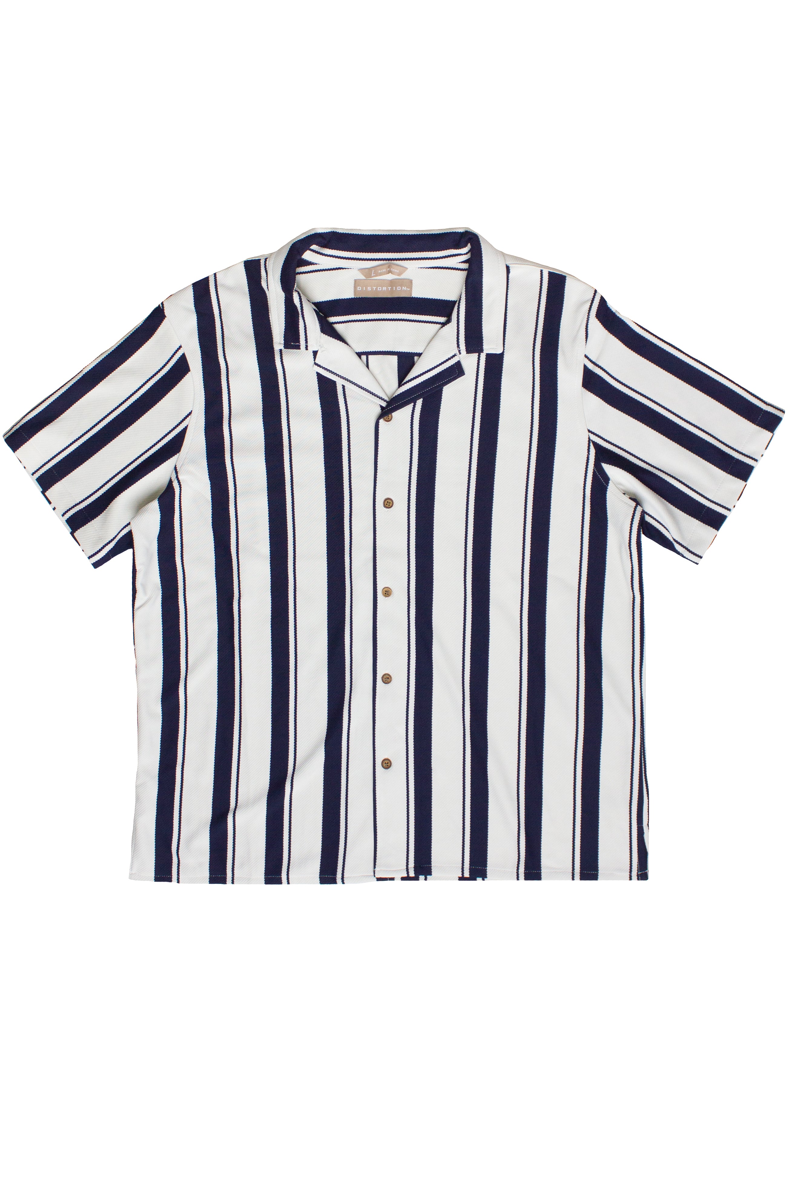 Vertical Striped Textured Button Up Shirt - White