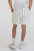 Black Striped Textured Woven Shorts