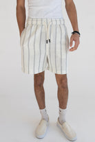 Black Striped Textured Woven Shorts