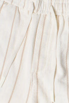 Khaki & White Striped Textured Shorts