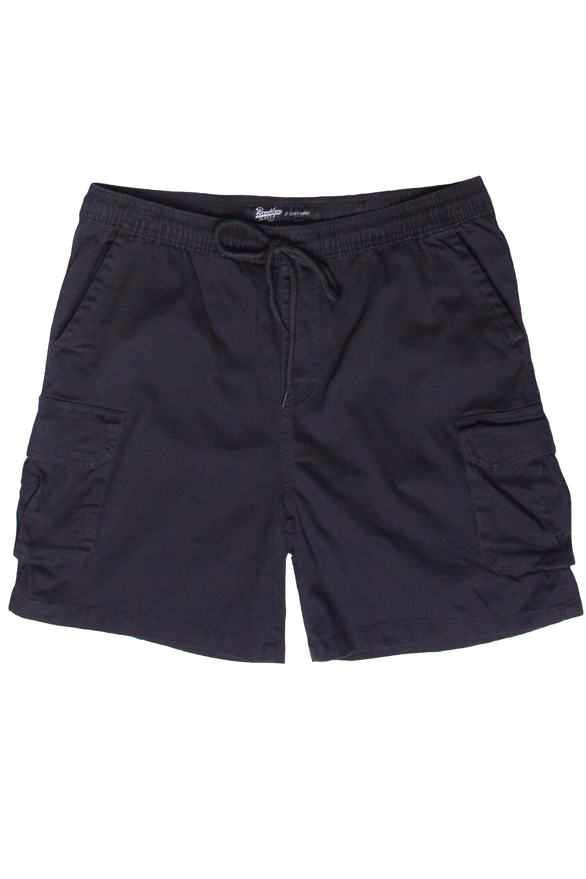 Drawstring Twill Cargo Shorts - Black