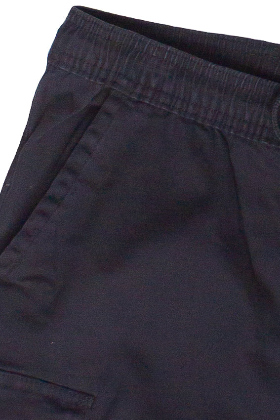 Drawstring Twill Cargo Shorts - Black