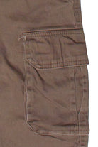 Drawstring Twill Cargo Shorts - Brown