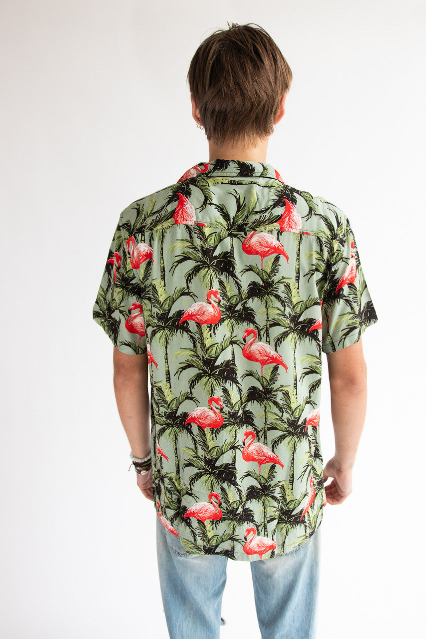 Flamingo Palms Button Up Shirt