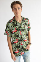 Flamingo Palms Button Up Shirt