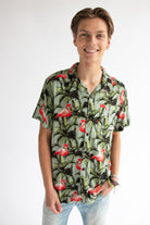 Flamingo Palms Button Up Shirt
