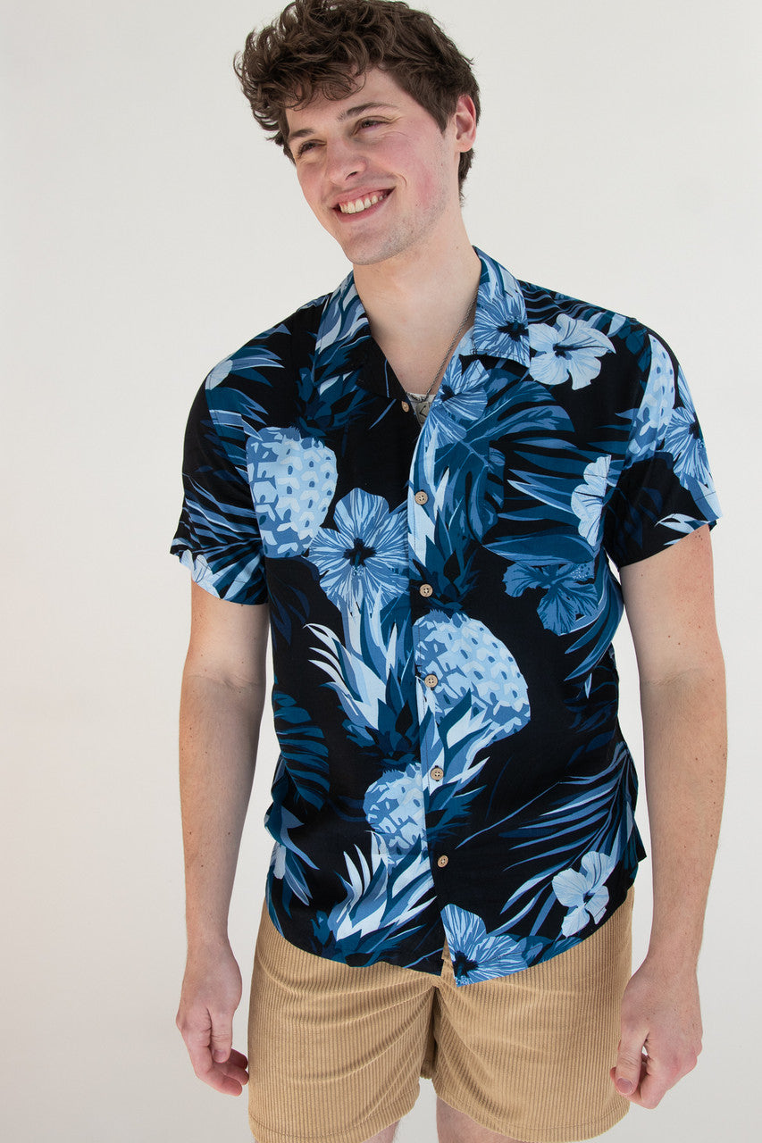 Navy Pineapple Hibiscus Hawaiian Shirt – Ragstock