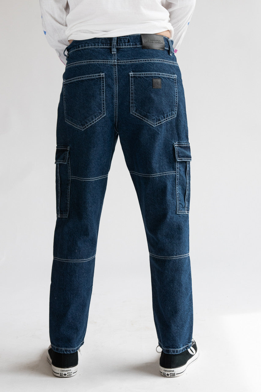 Contrast Stitch Cargo Jeans