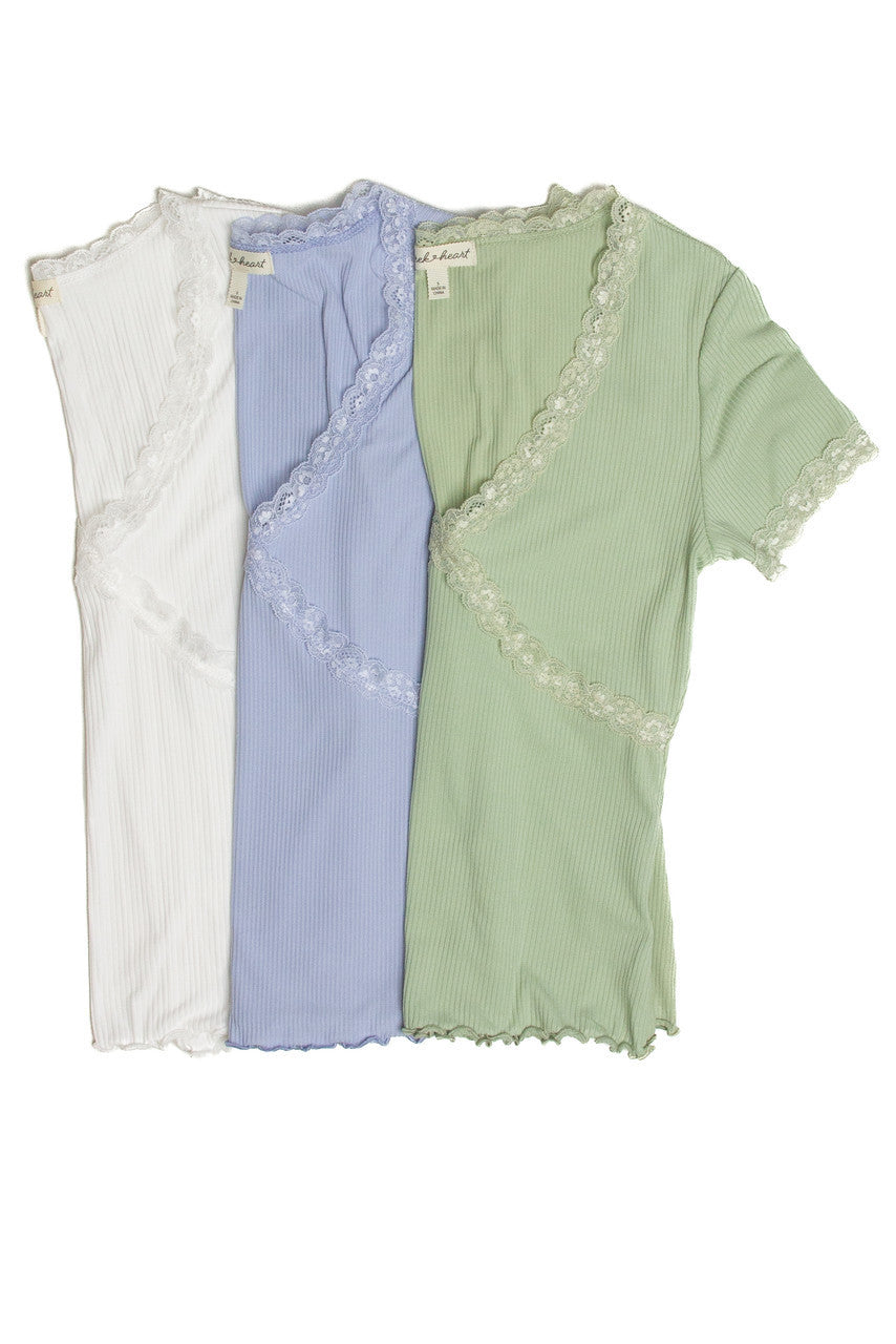 Sage Green Lace Trim Tee