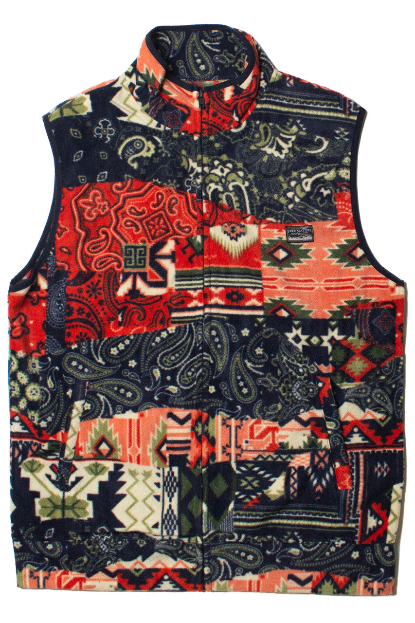 Patchwork Pattern Fleece Vest