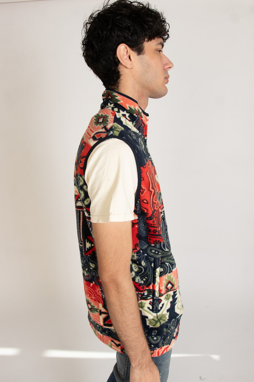 Patchwork Pattern Fleece Vest