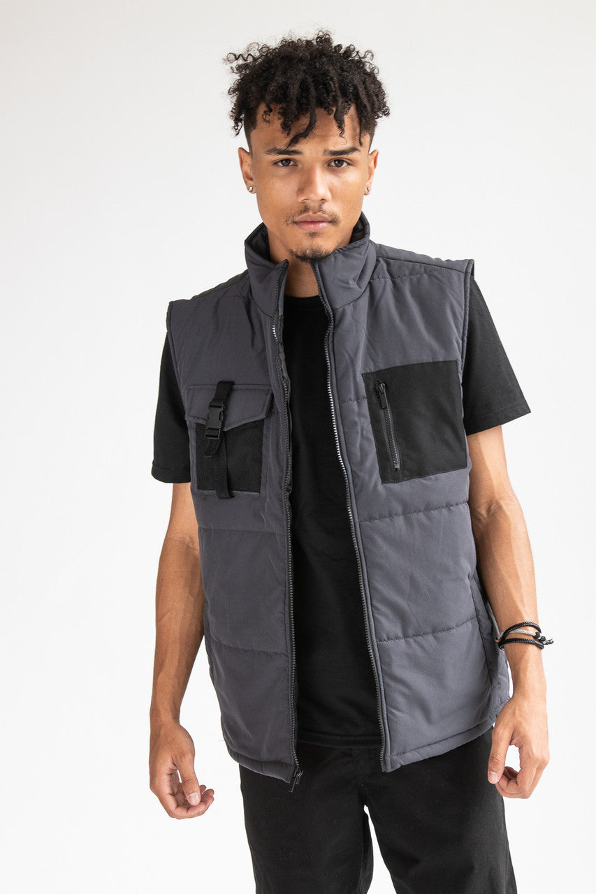 Buckle Pocket Puffer Vest