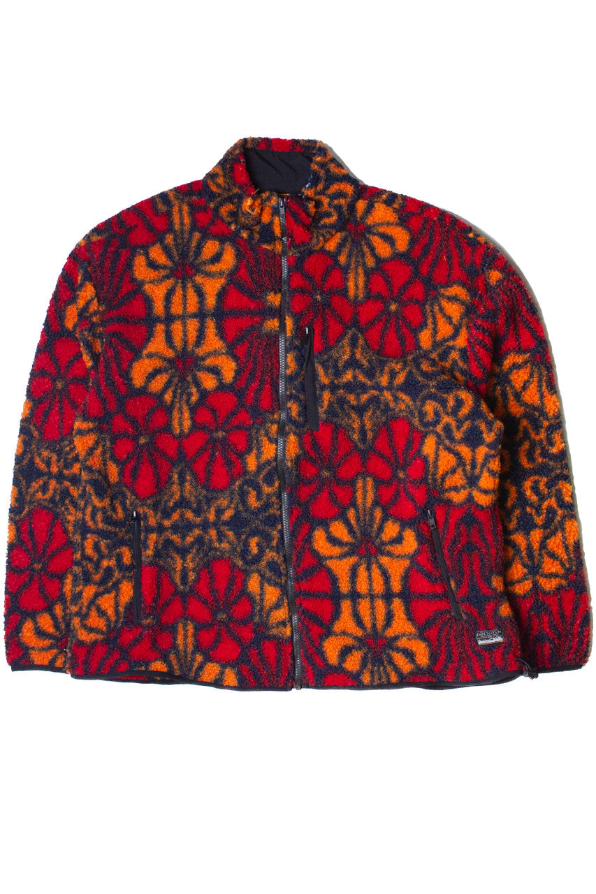 Floral Faux Sherpa Zip Up Jacket