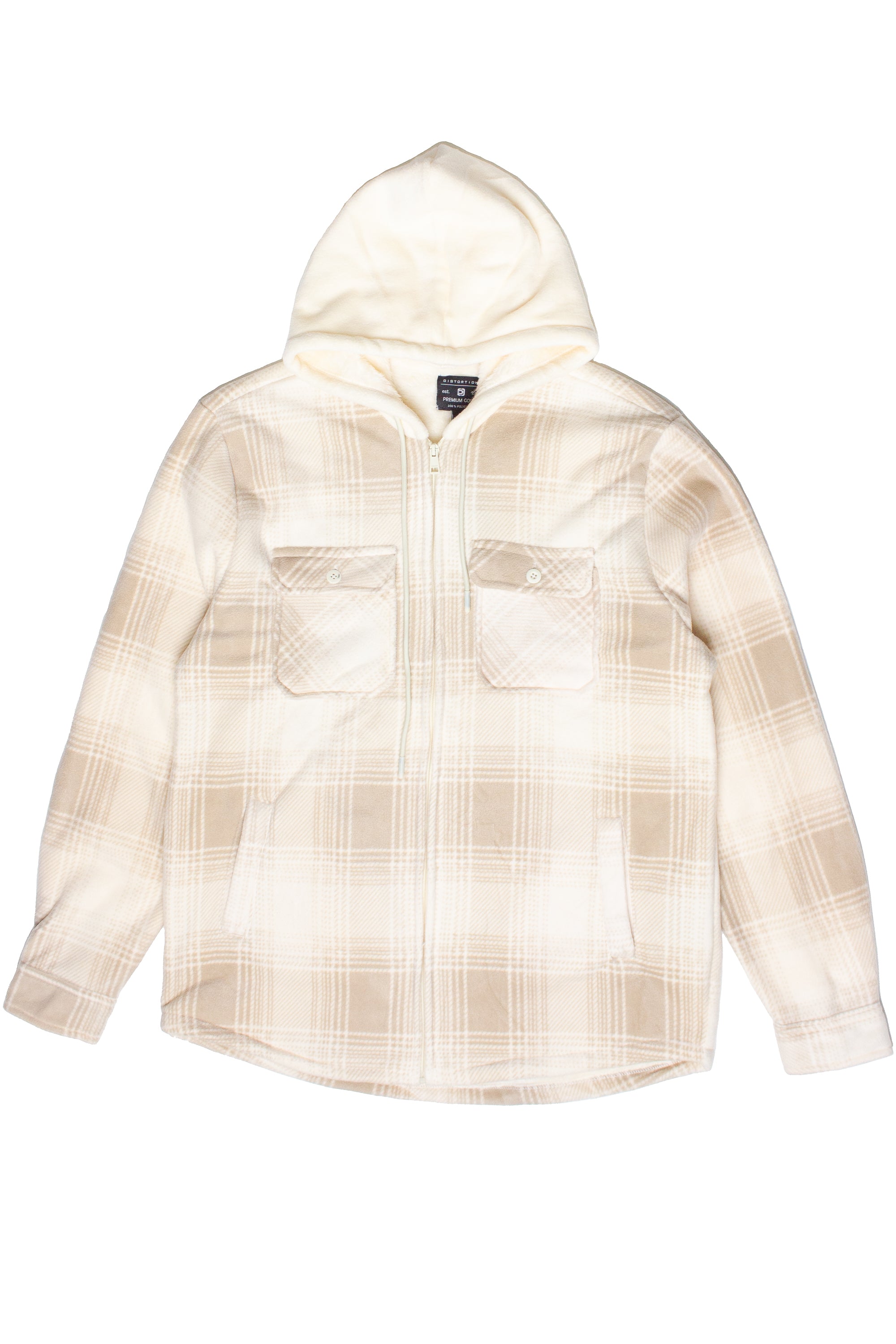 Polar Lined Fleece Hooded Shacket - Ivory