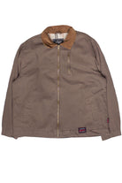 Corduroy Collar Canvas Jacket - Brown