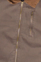 Corduroy Collar Canvas Jacket - Brown