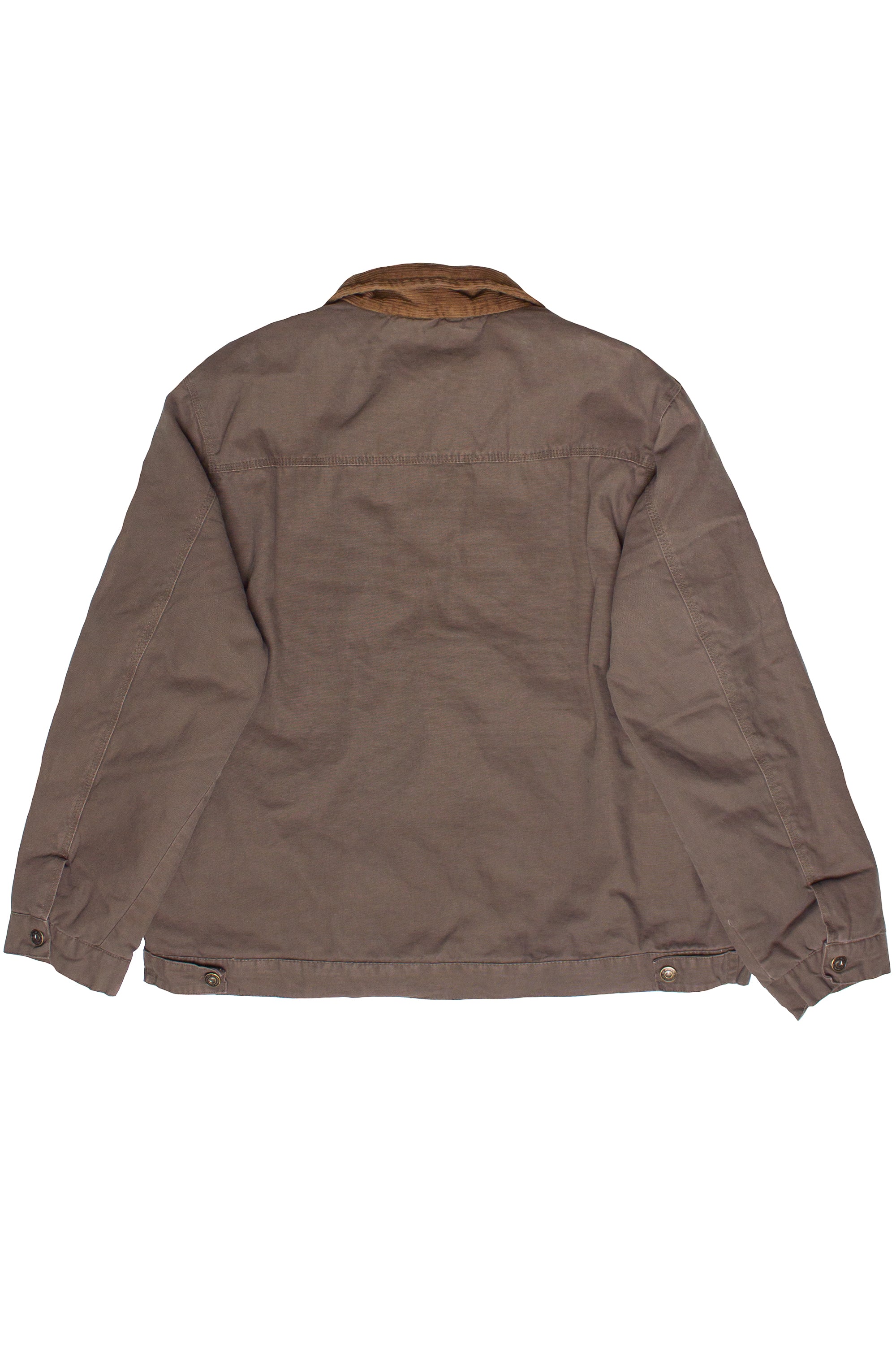 Corduroy Collar Canvas Jacket - Brown
