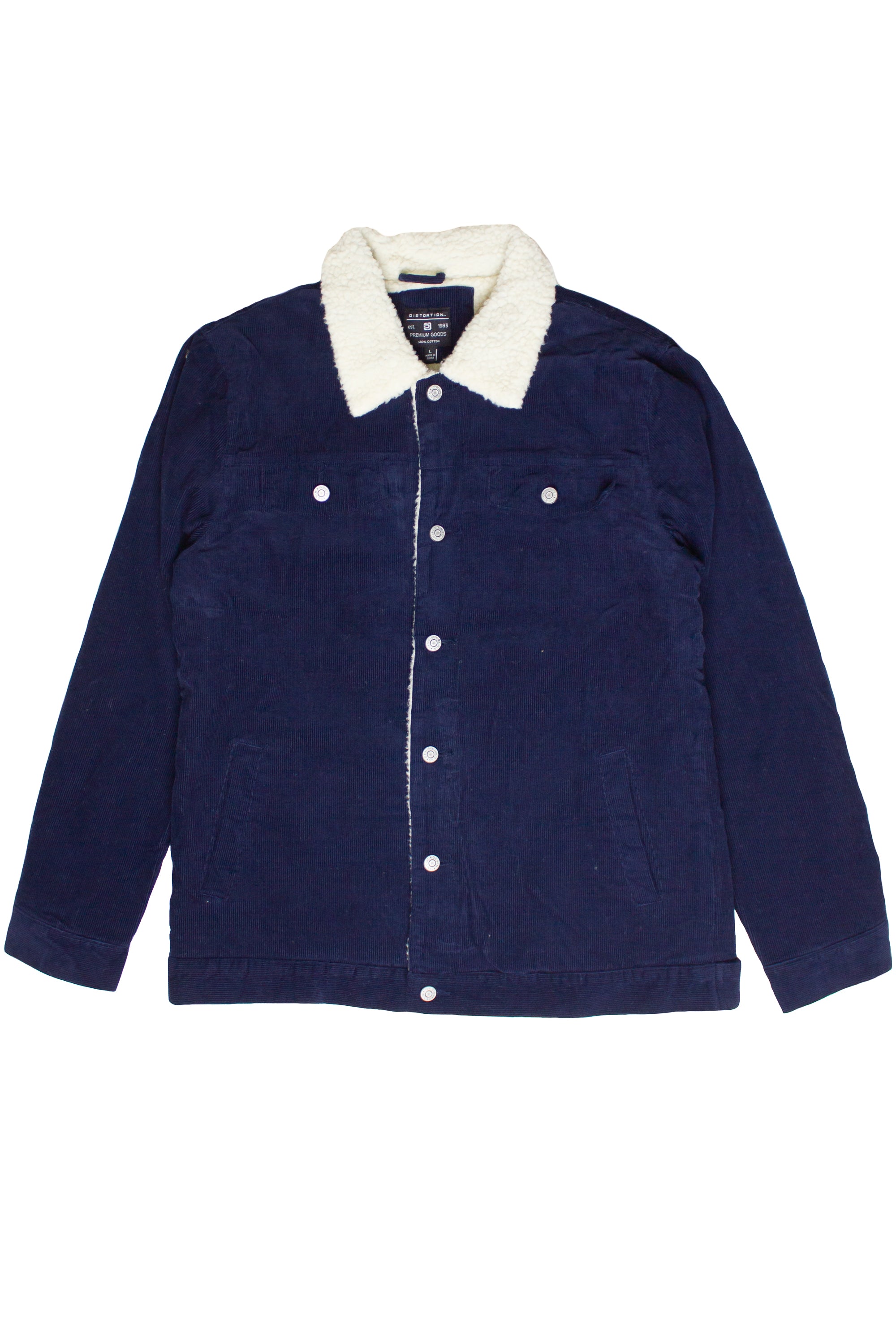 Corduroy Sherpa Lined Trucker Jacket - Navy