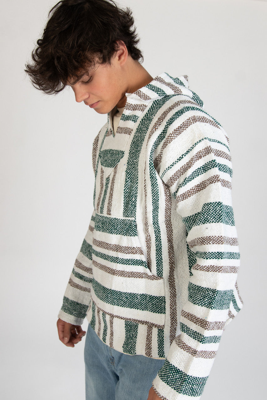 Lightweight Dark Green & Beige Baja Hoodie