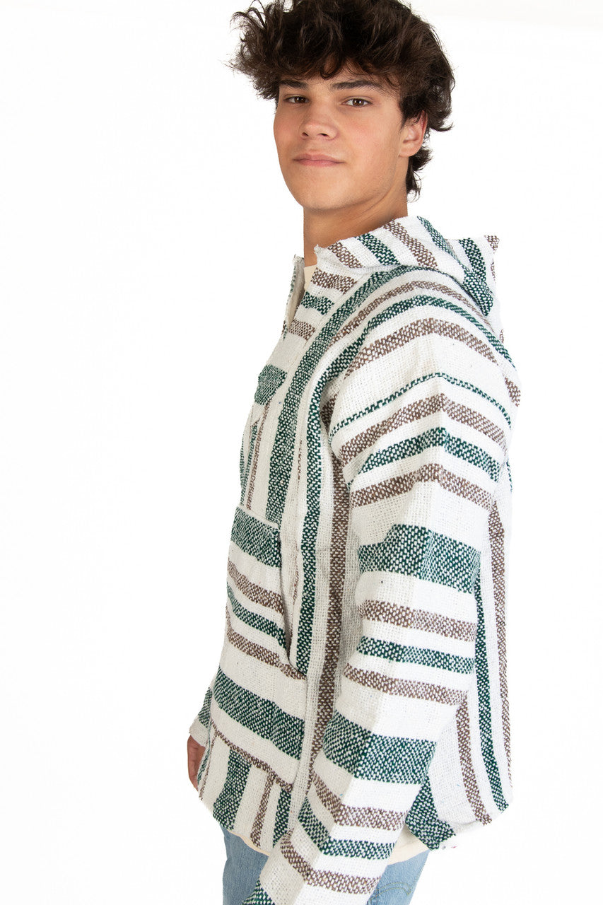 Lightweight Dark Green & Beige Baja Hoodie
