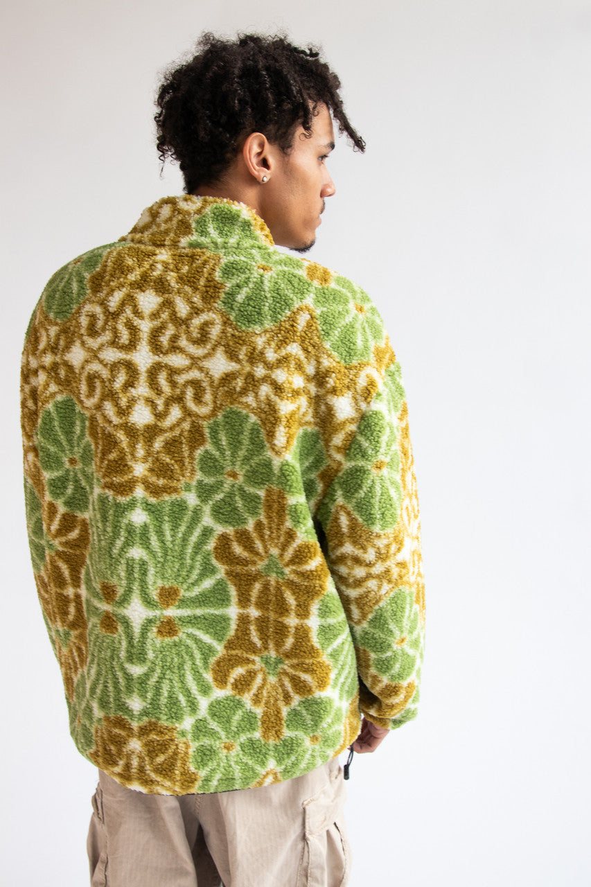 Floral Faux Sherpa Zip Up Jacket
