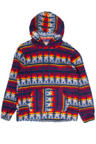 Southwest Pattern Sherpa Hoodie - Navy