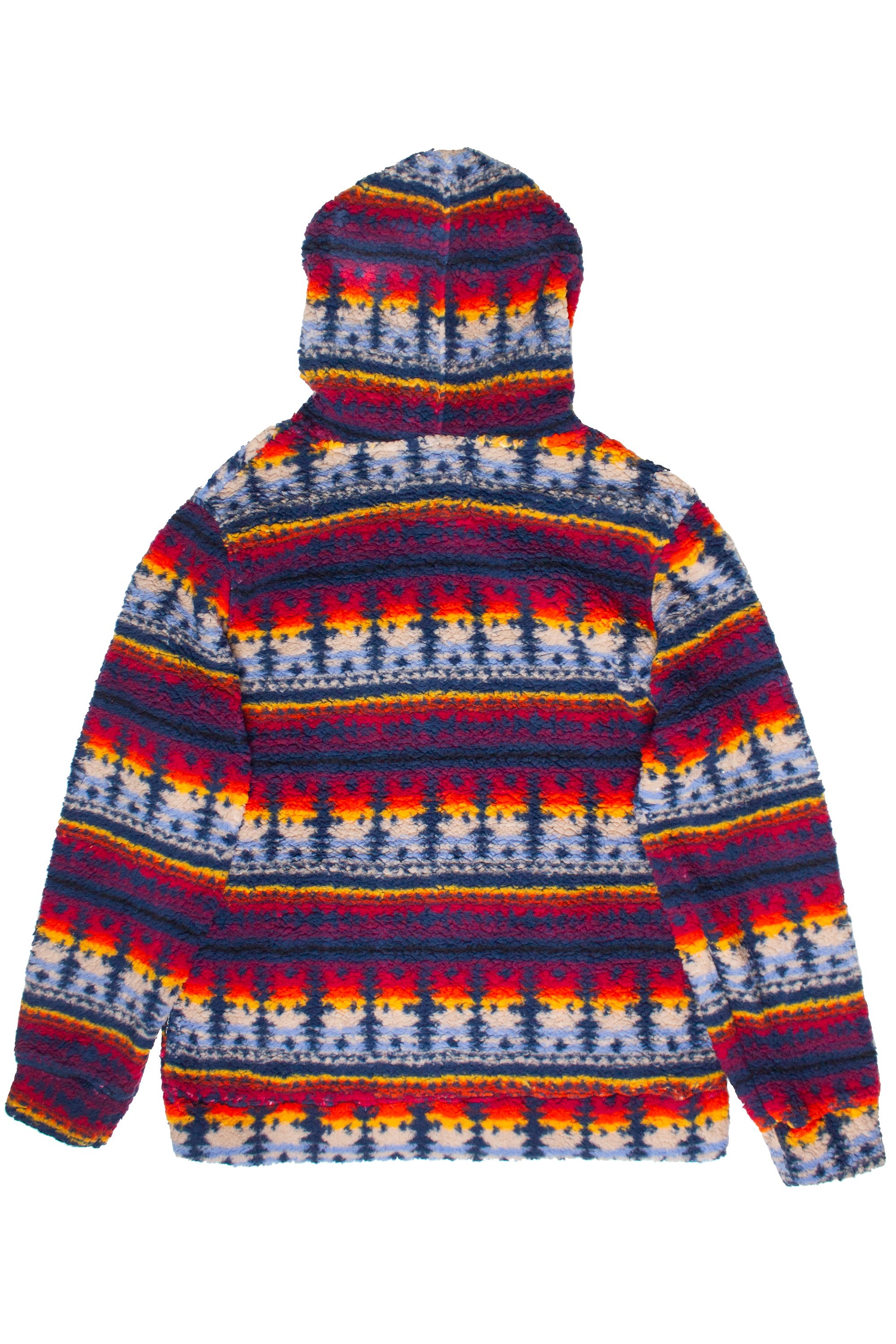 Southwest Pattern Sherpa Hoodie - Navy