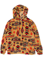 Southwest Pattern Sherpa Hoodie - Camel