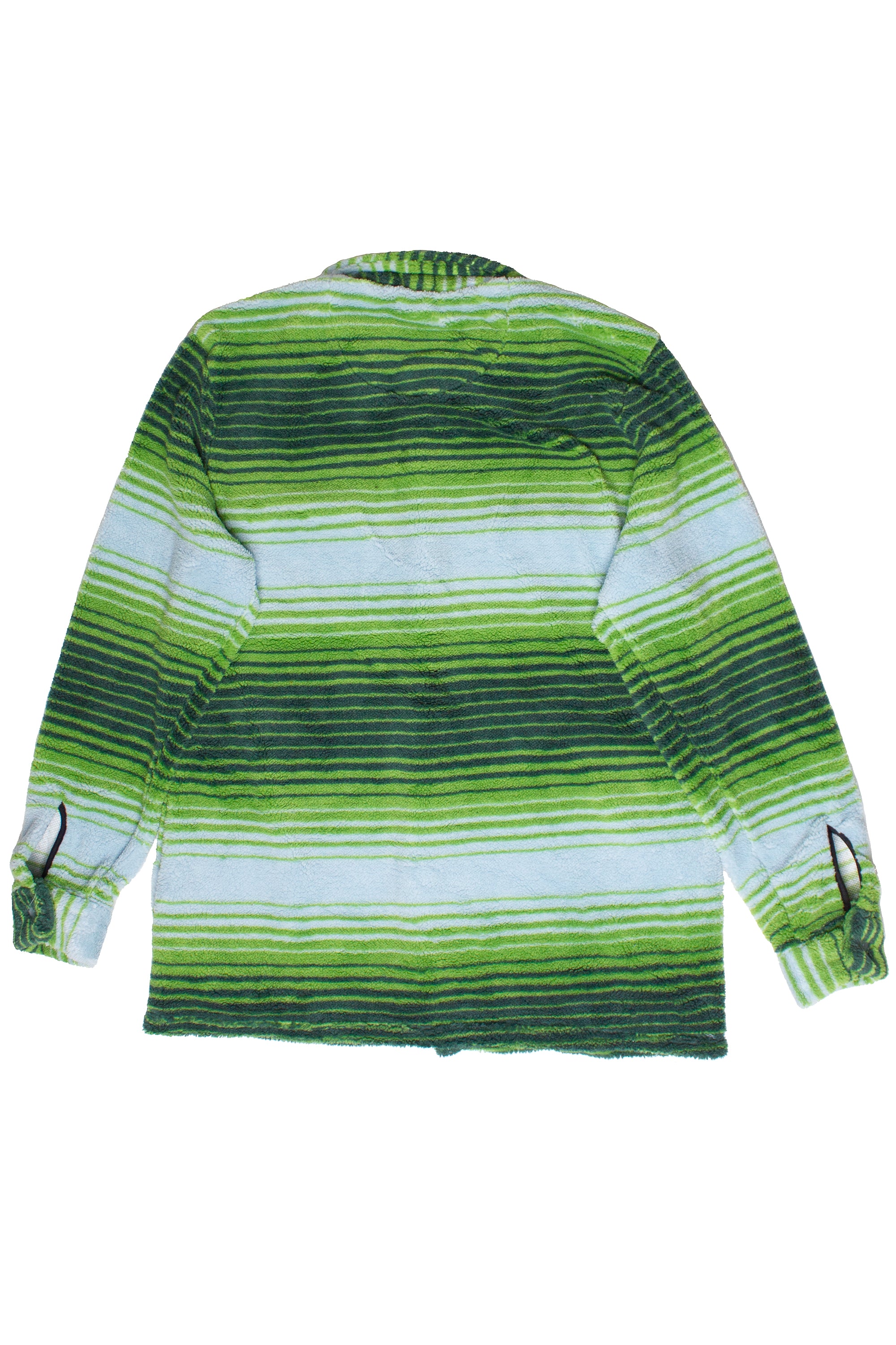 Patterned Plush Button Up Shirt - Green