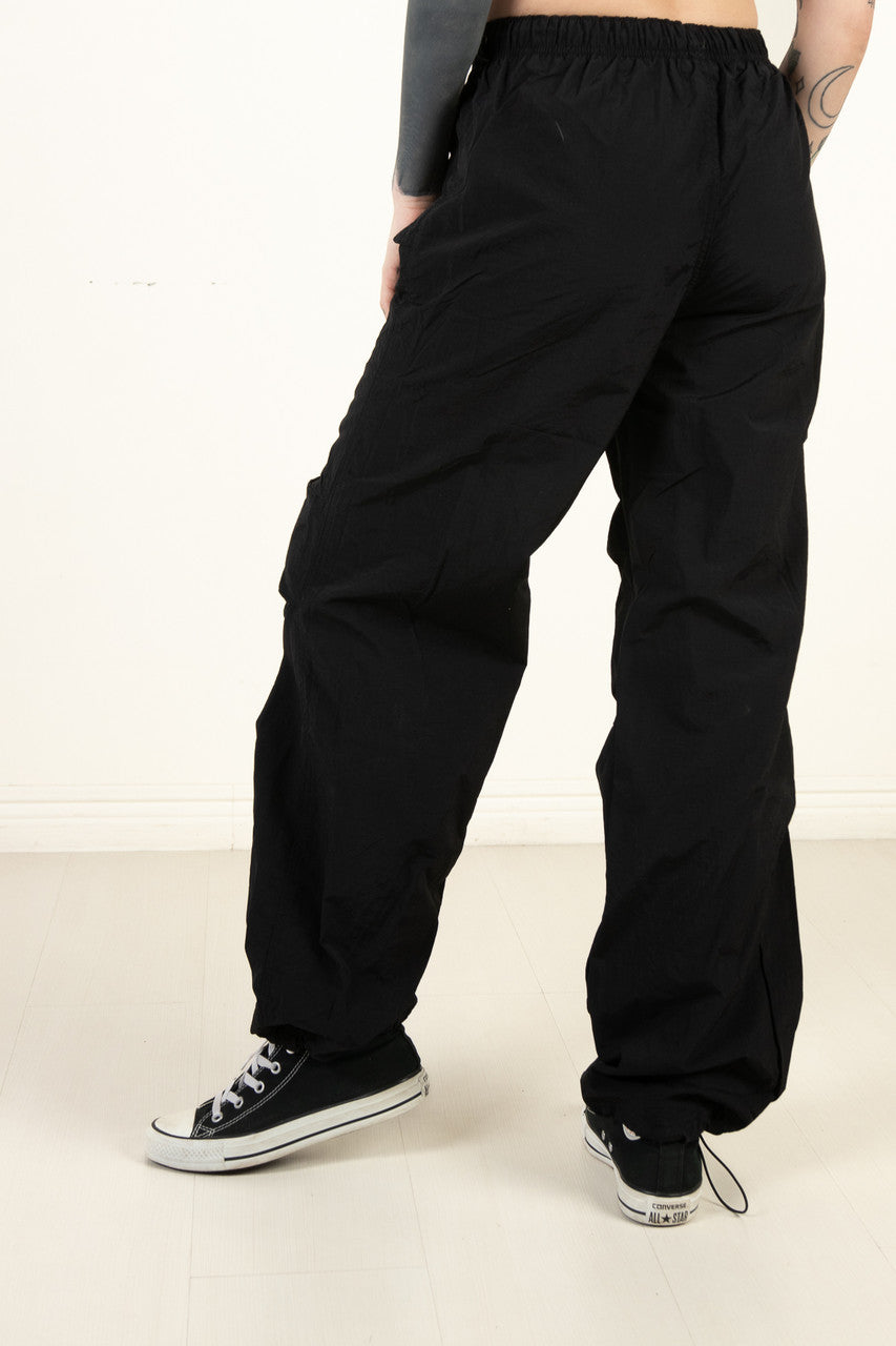 Black Drawstring Parachute Pants