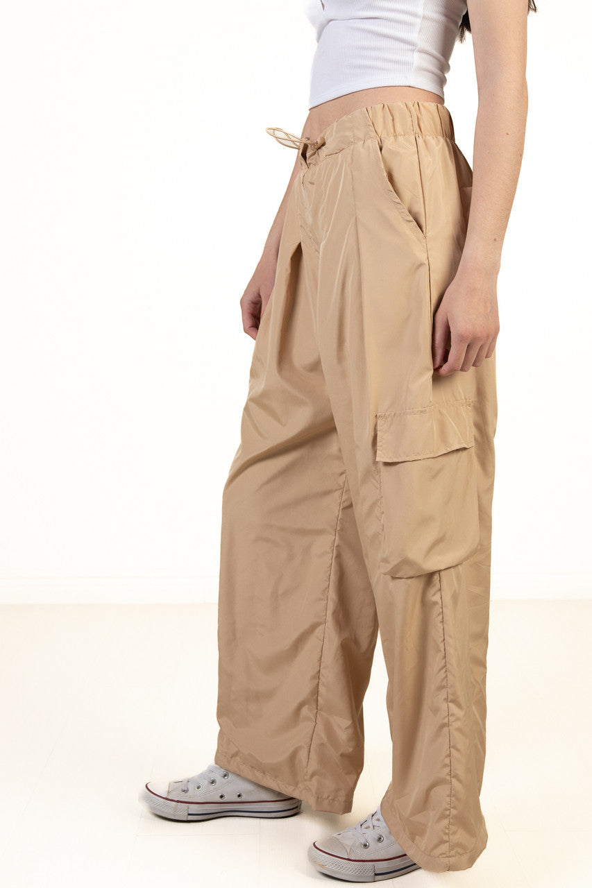 Sand Wide Leg Parachute Pants