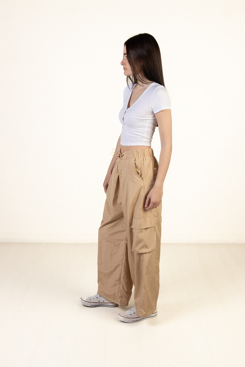 Sand Wide Leg Parachute Pants