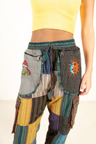 Cargo Embroidered Patchwork Pants
