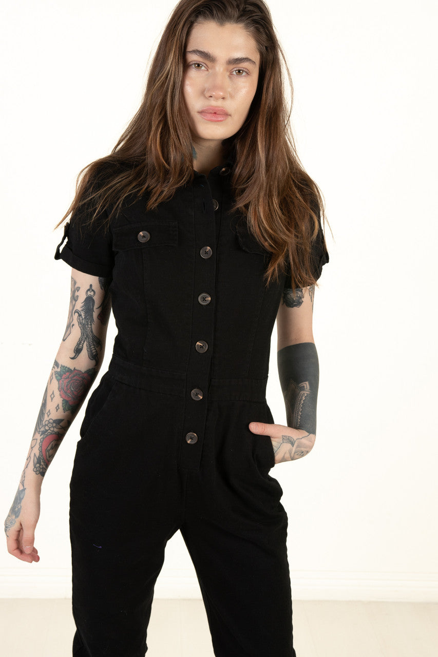 Black Twill Jumpsuit