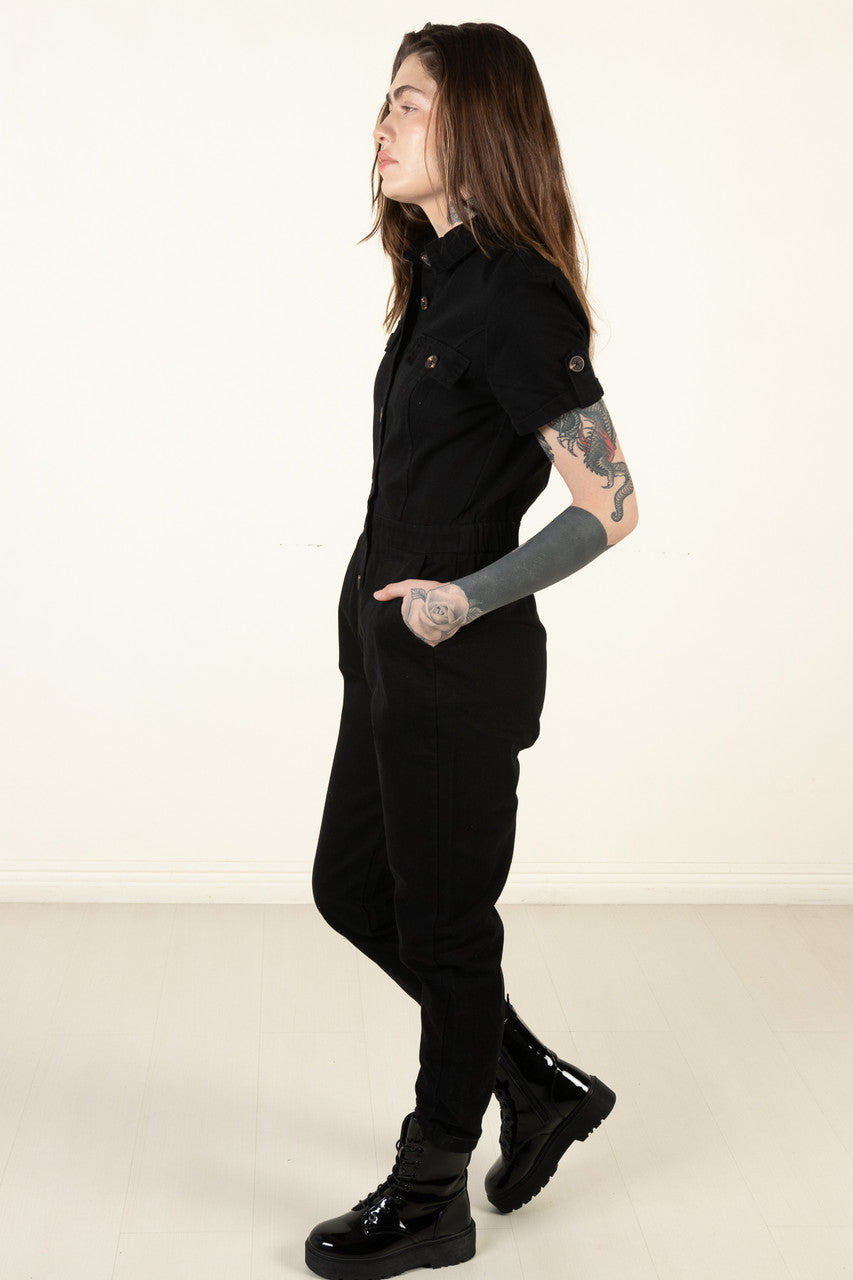 Black Twill Jumpsuit