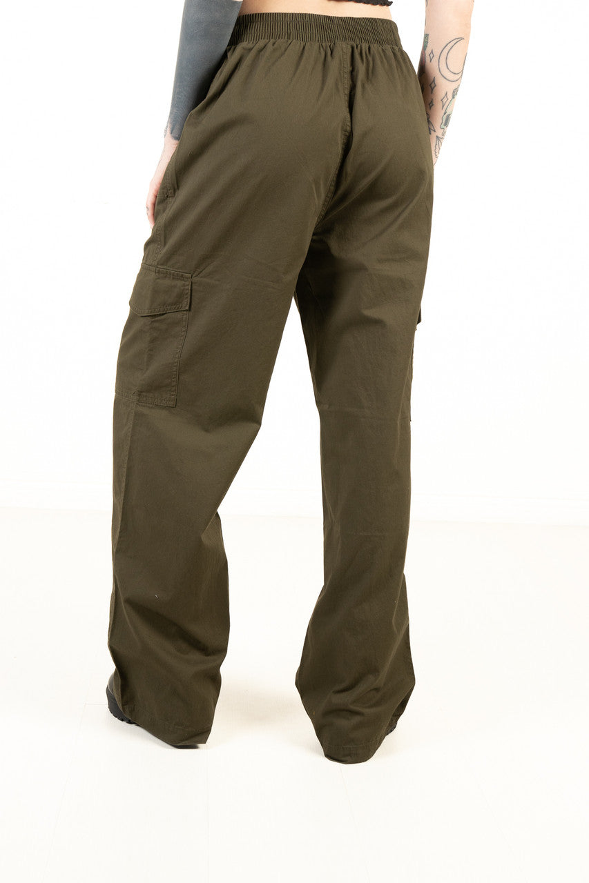 Olive Wide Leg Cargo Pants