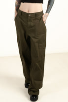 Olive Wide Leg Cargo Pants