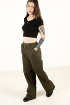 Olive Wide Leg Cargo Pants