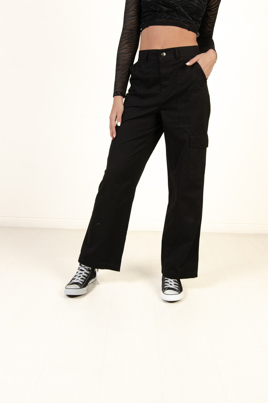 Black Wide Leg Cargo Pants