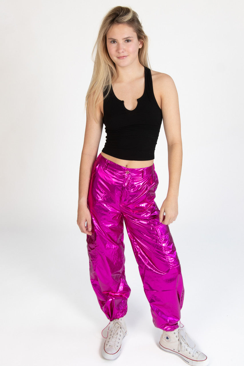 Fuchsia Metallic Parachute Pants – Ragstock