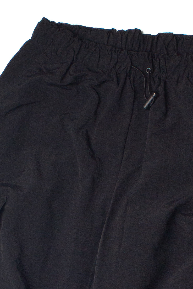 Black Drawstring Cargo Parachute Pants