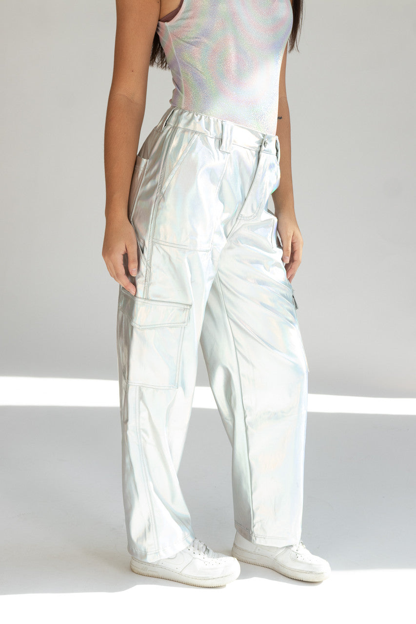 Silver Holographic Skater Jeans