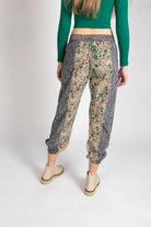 Gray Mushroom Floral Patchwork Joggers