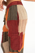 Rust Striped Patchwork Pants