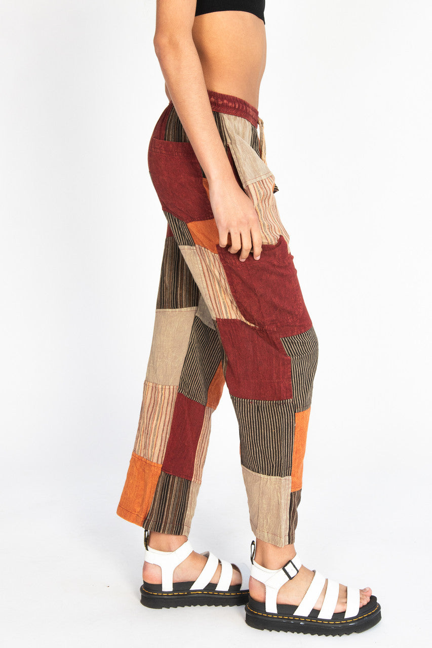 Rust Striped Patchwork Pants