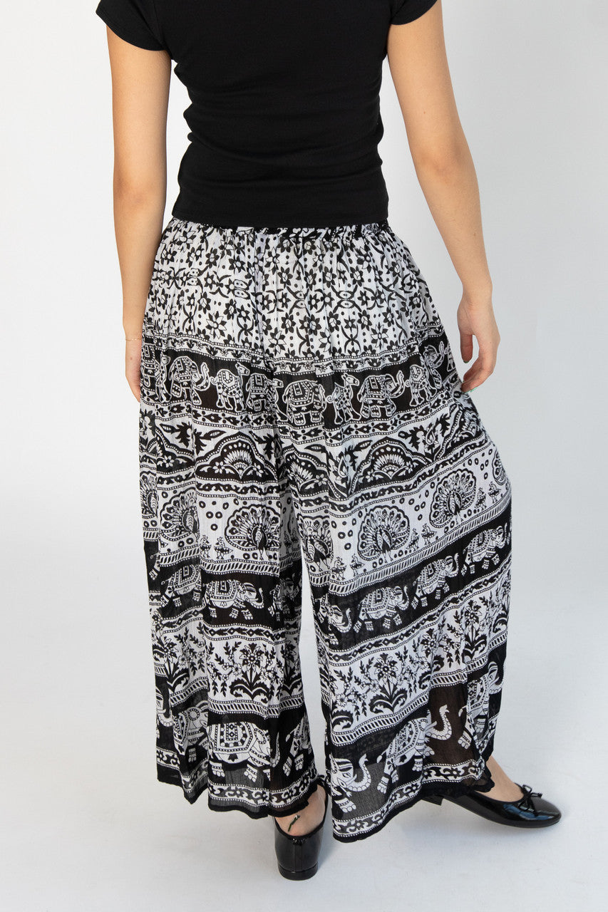 Border Print Wide Leg Pants