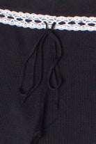 Lace Trim Ribbed Wide Leg Pants