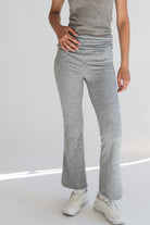 Fold Over Ruched Waistband Flare Leggings