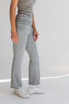 Fold Over Ruched Waistband Flare Leggings