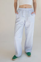 Blue Stripe Wide Leg Boxer Pants